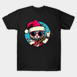 punk rock christmas cat T-Shirt